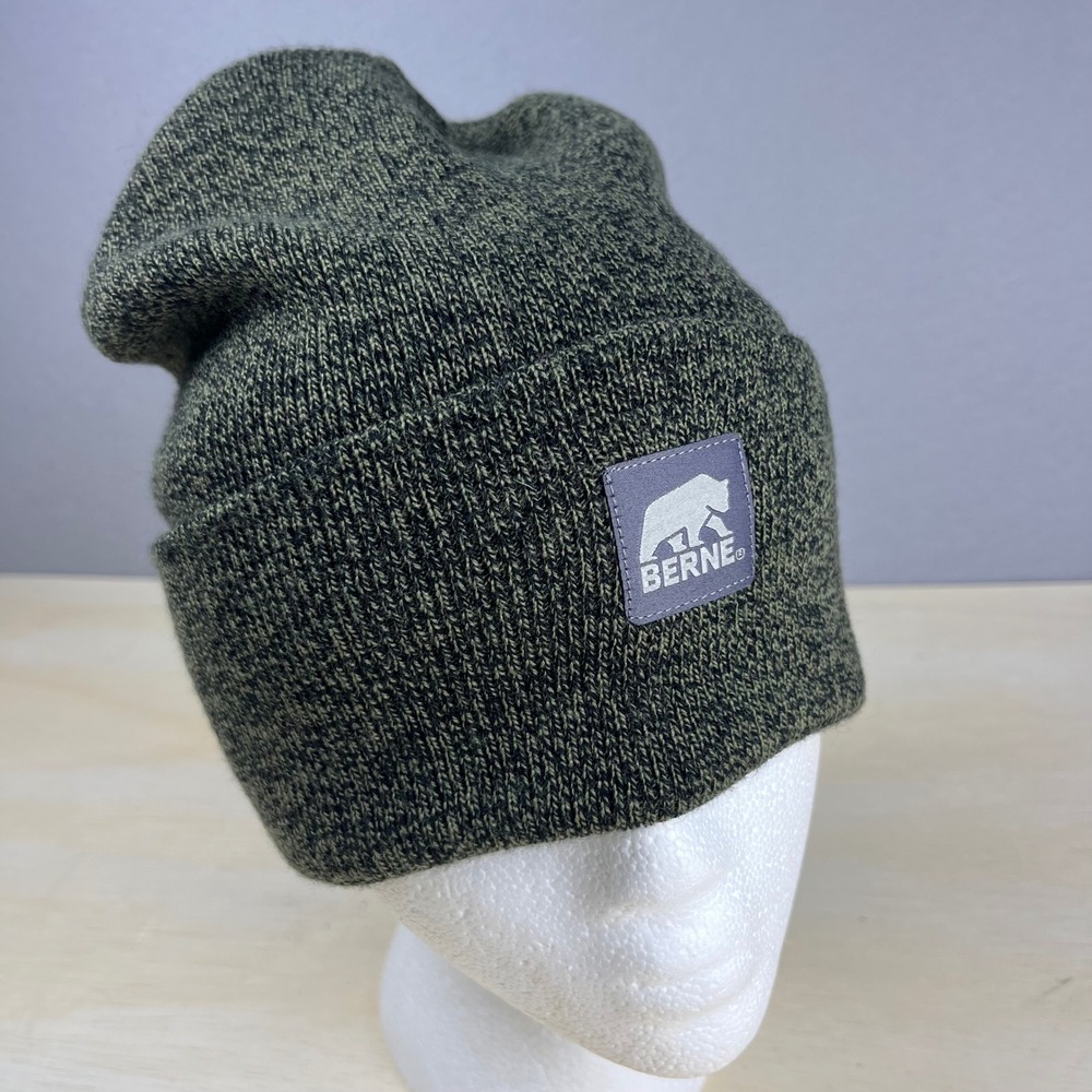 Berne Apparel Mens Olive Green Marl Knit Cuffed Beanie Hat H150CDB